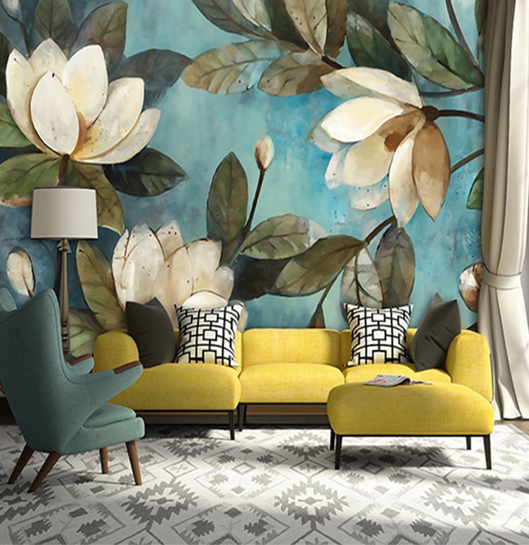 berkualitas tinggi tekstur 3d putih lotus gaya retro lukisan minyak lukisan dinding dekorasi rumah wallpaper ruang tamu latar belakang kertas dinding