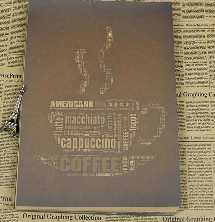 vintage surat slogan tentang kopi kraft kertas poster ruang tamu retro stiker dinding seni kerajinan lukisan