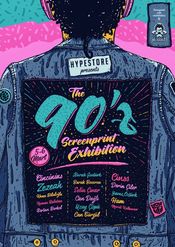 90 z is a screenprinted poster exhibition inspired by 90 s pop culture and cartoons 16 kidults printed their own posters with their